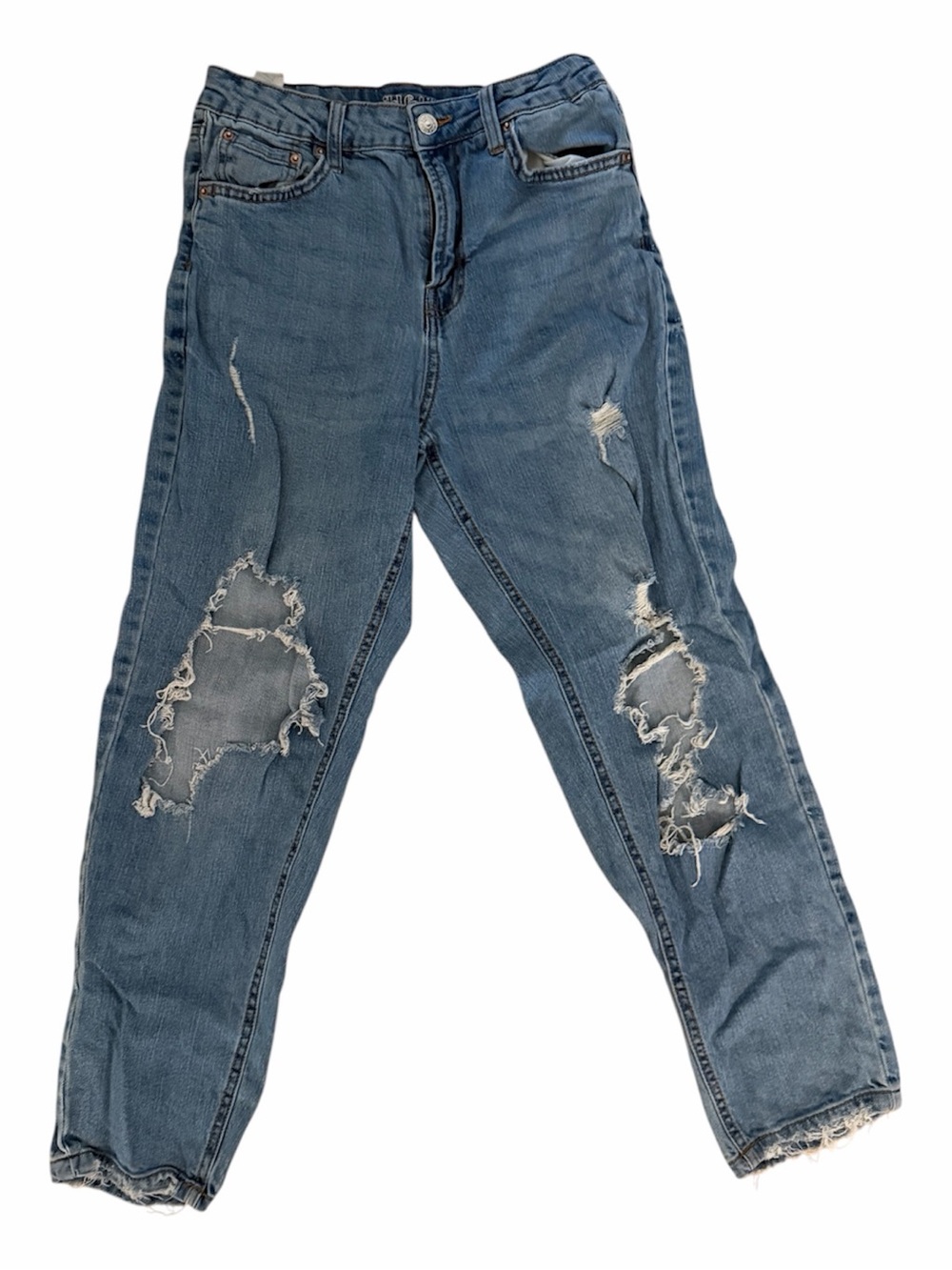 wild fable Light Blue Distressed Cropped Mom Jeans
